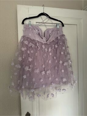Altar'd State Lavender Strapless Floral Appliqué Dress